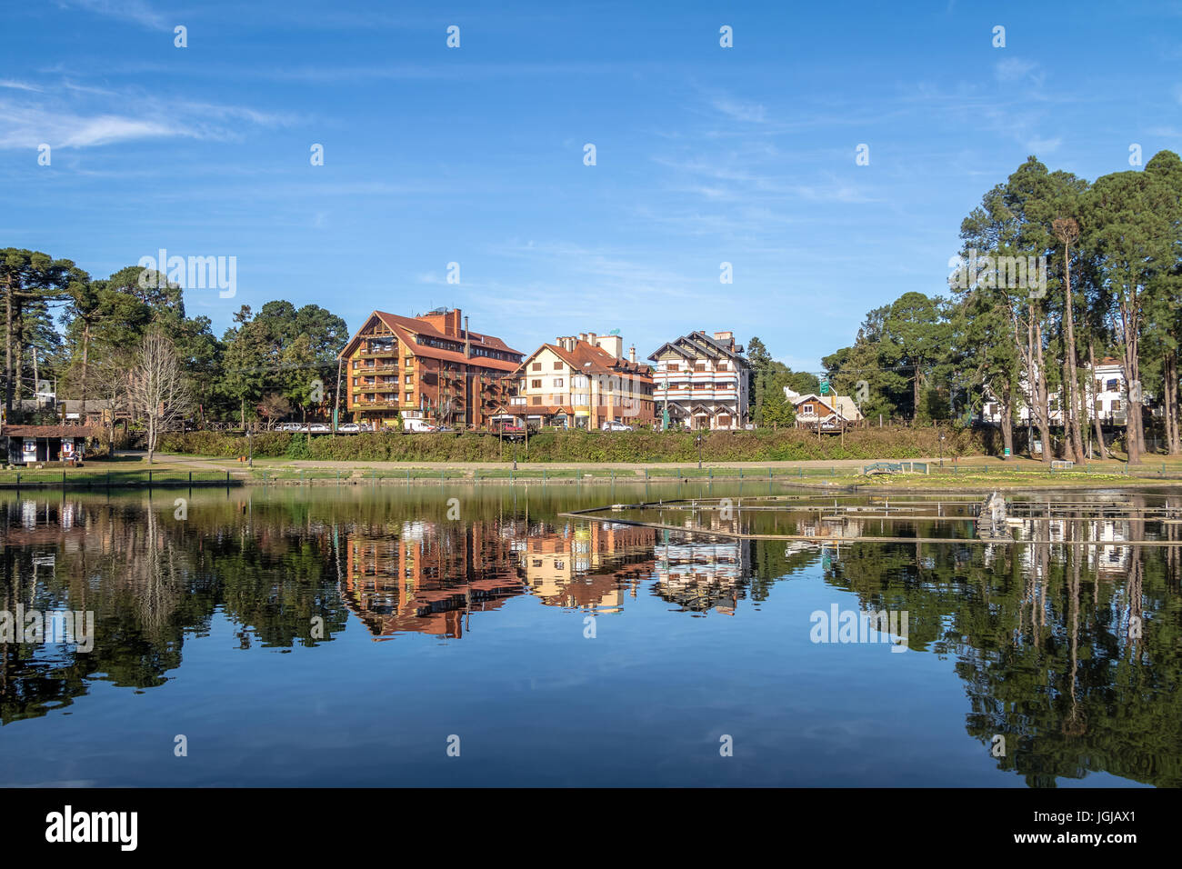 Carré Joaquina Rita Bier et le lac - Gramado, Rio Grande do Sul, Brésil Banque D'Images