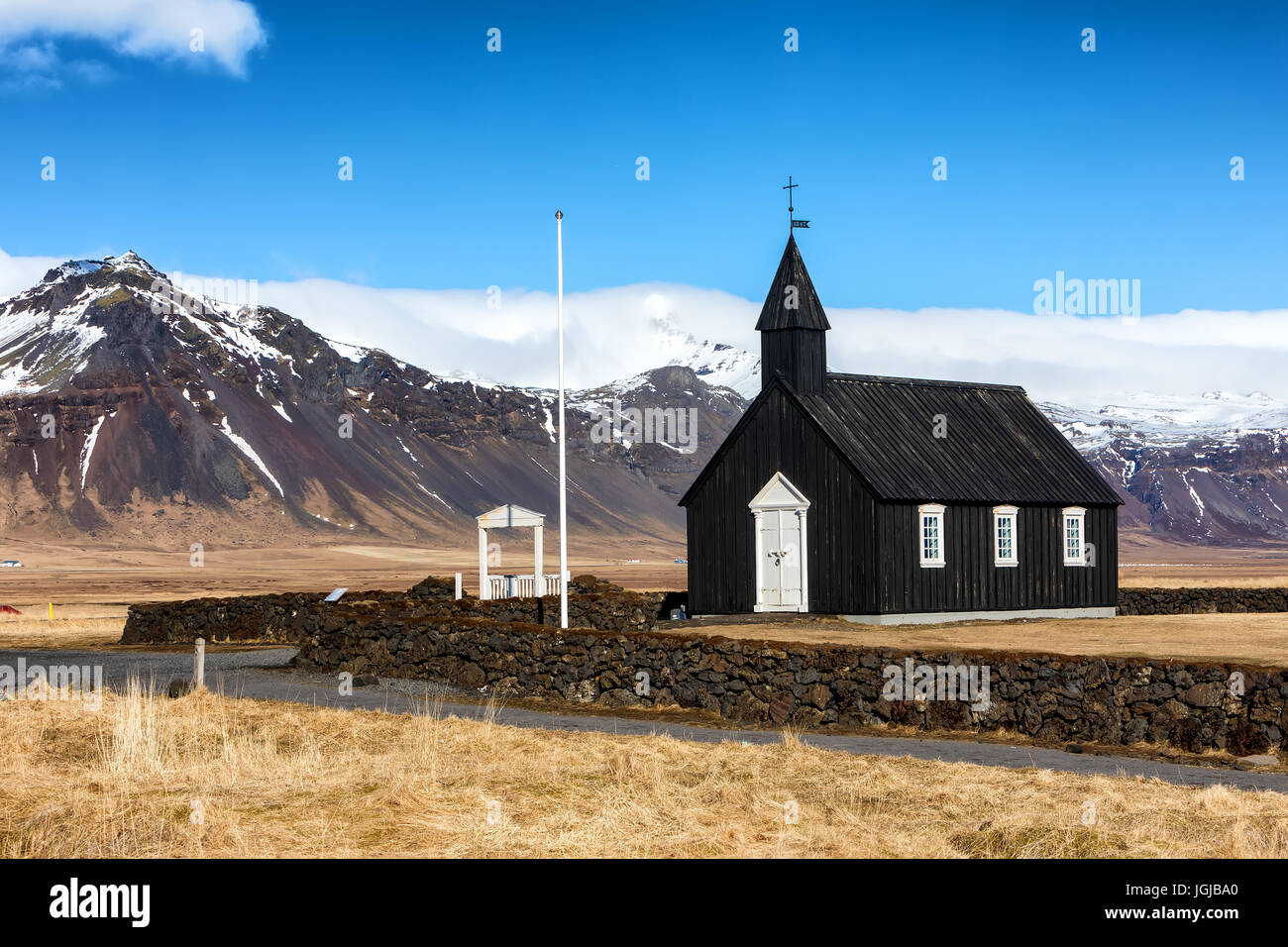 L'église noire de Budir en Islande Banque D'Images