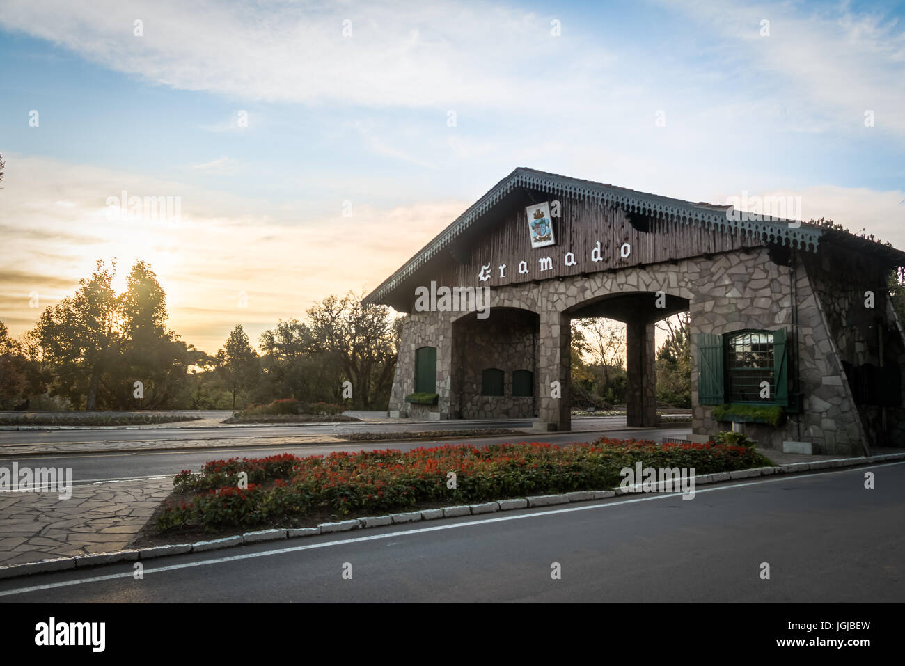 Entrée de la ville de Gramado (portique) - Gramado, Rio Grande do Sul, Brésil Banque D'Images