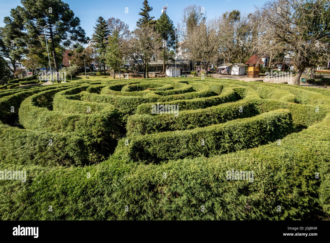 Labyrinthe Labyrinthe vert Couverture (Labirinto Verde) au Main Square - Nova Petropolis, Rio Grande do Sul, Brésil Banque D'Images