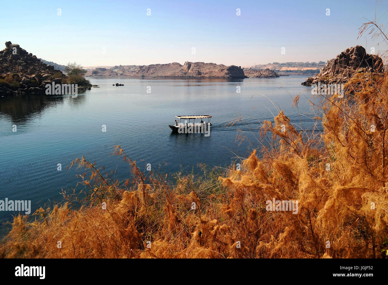 Vue depuis le Temple de Philae, Egypte Banque D'Images