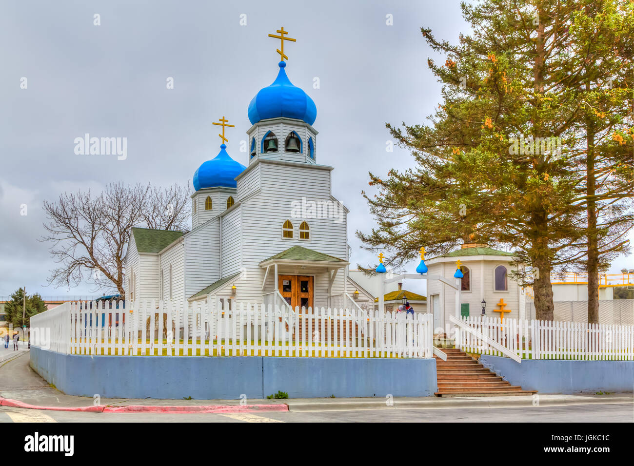 La Sainte Église de la résurrection, une église orthodoxe russe à l'extérieur Kodiak (Alaska, USA. Banque D'Images