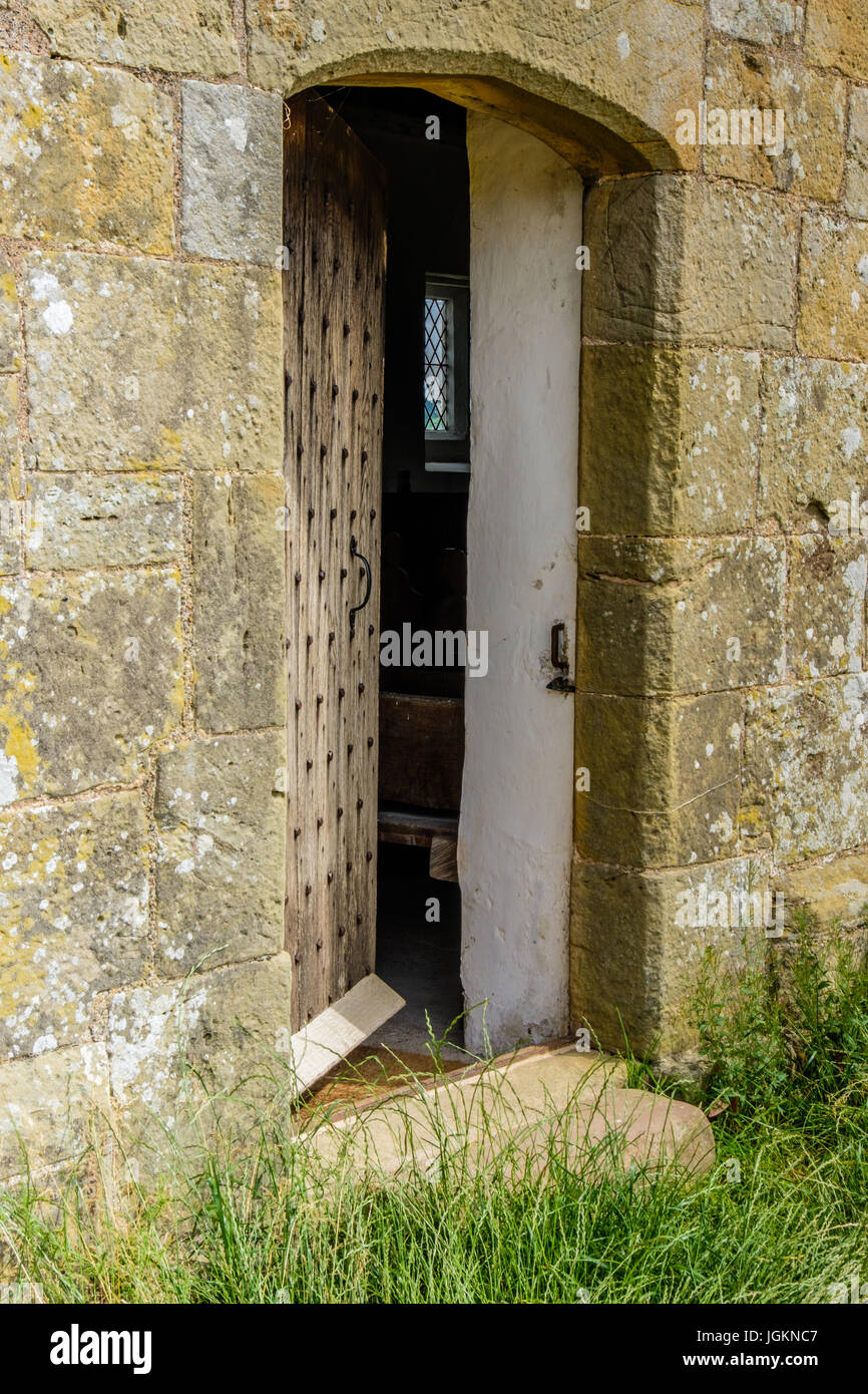 Entrée principale de la chapelle, près de Langley Ruckley, Acton Burnell, Shropshire, England, UK Banque D'Images
