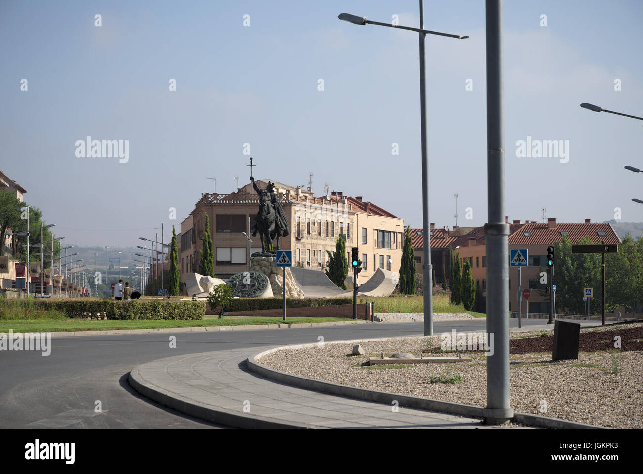 Statue équestre d'Alfonso VI, roi chrétien qui conquit Tolède retour de musulmans, mis sur Clavo quartier. Toledo Juillet 2017 Banque D'Images
