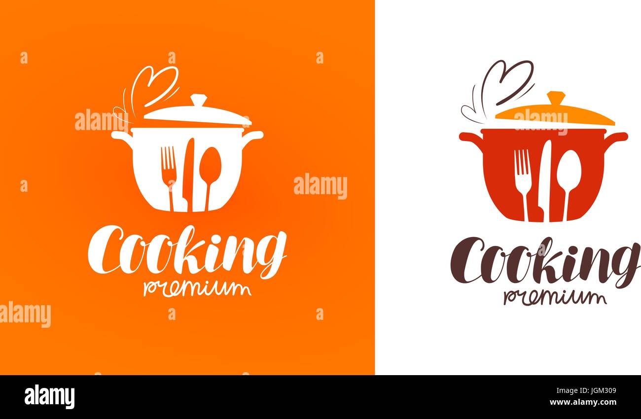 La cuisine, cuisine, cuisine d'un logo. Restaurant, menu, café, diner de label ou de l'icône. Vector illustration Illustration de Vecteur