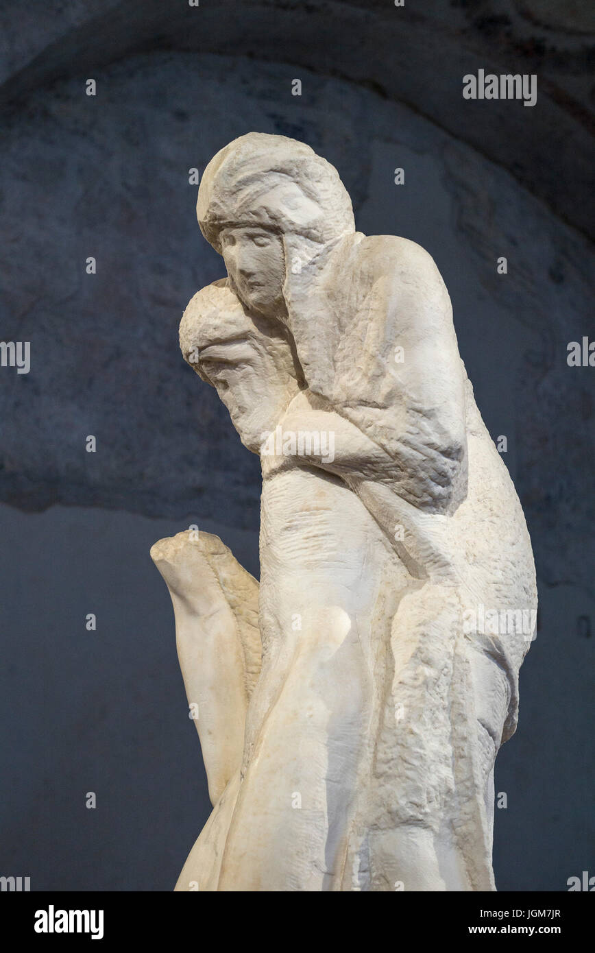 Milan. L'Italie. La Pietà Rondanini de Michel-ange au Museo Pietà Rondanini Michelangelo dans le Castello Sforzesco. La Pietà Rondanini (1552-1564 Banque D'Images