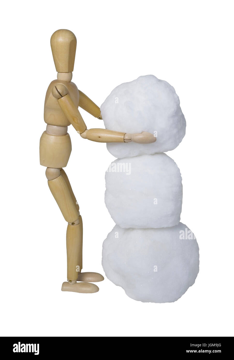 Faire un bonhomme en empilant trois boules de neige ensemble - chemin inclus Banque D'Images