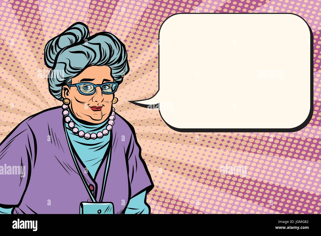 Portrait of a smiling belle femme de race blanche, Granny Illustration de Vecteur