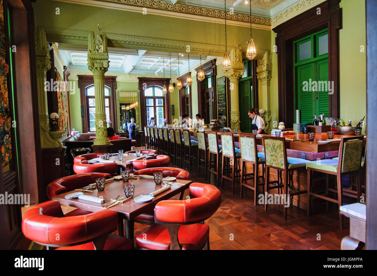 L'intérieur de la belle maison coloniale sur restaurant Sathorn, Bangkok, Thaïlande Banque D'Images