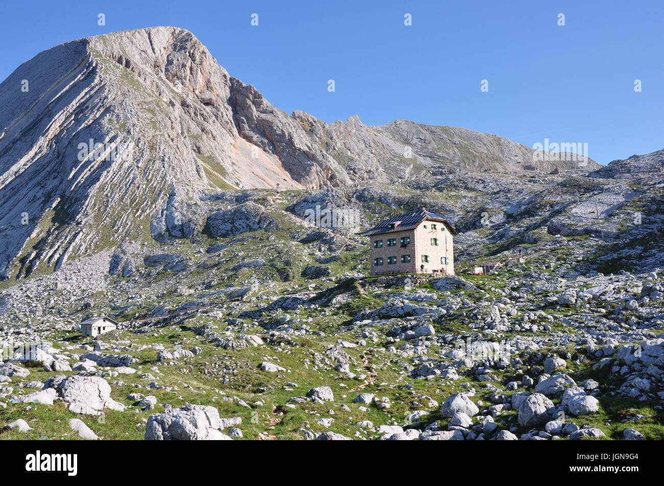 Biella refuge dans les Dolomites Banque D'Images