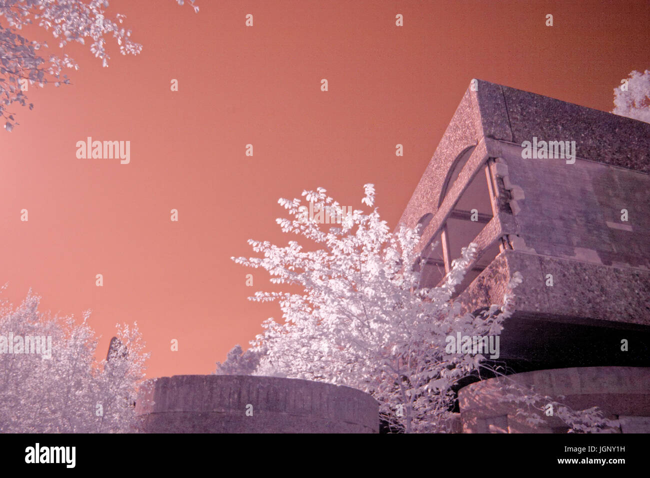 La photographie infrarouge infrarouge photos photos des ruines de St Peter's Seminary, Cardross, Ecosse, 2012 hauteur de son délabrement avant restauration Banque D'Images