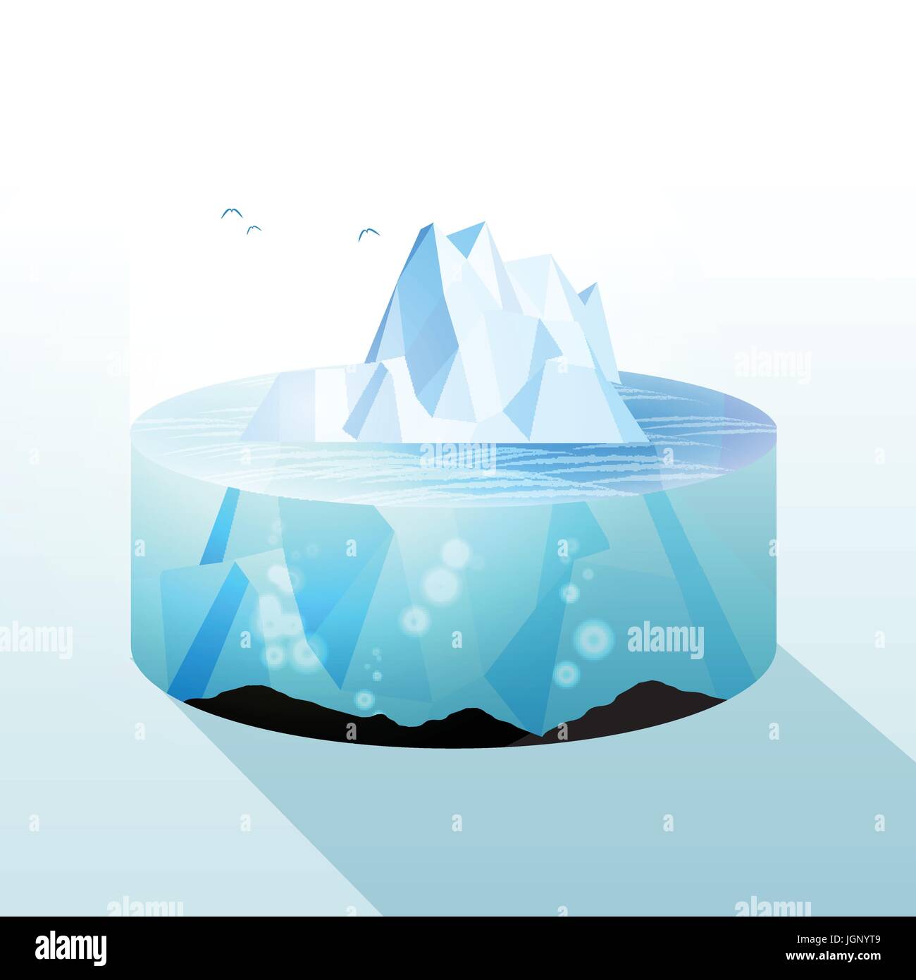 Coupe Iceberg et sous-marine au-dessus de l'eau - Vector Illustration Illustration de Vecteur