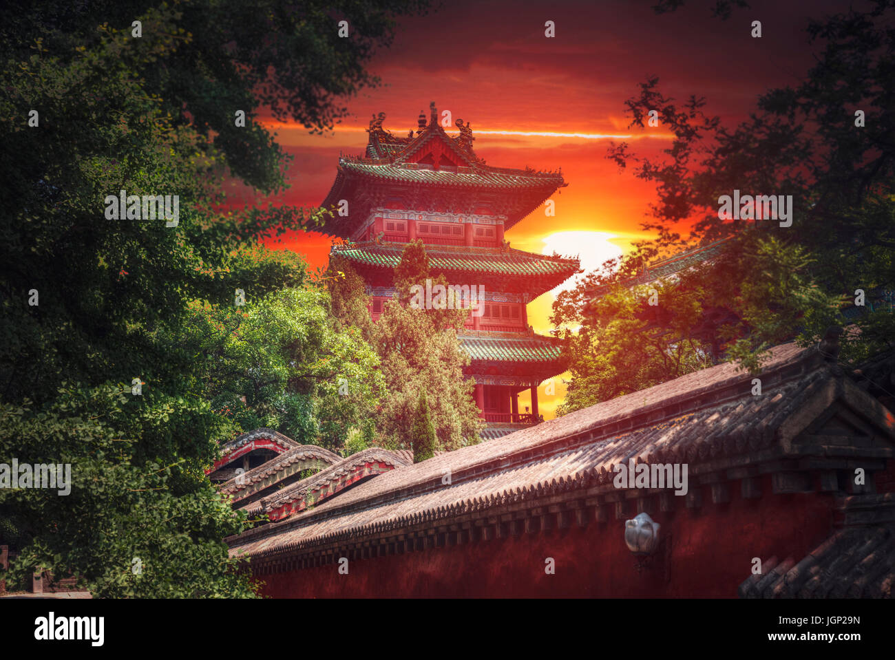 Shaolin est un monastère bouddhiste de la Chine centrale. Situé sur la montagne Banque D'Images