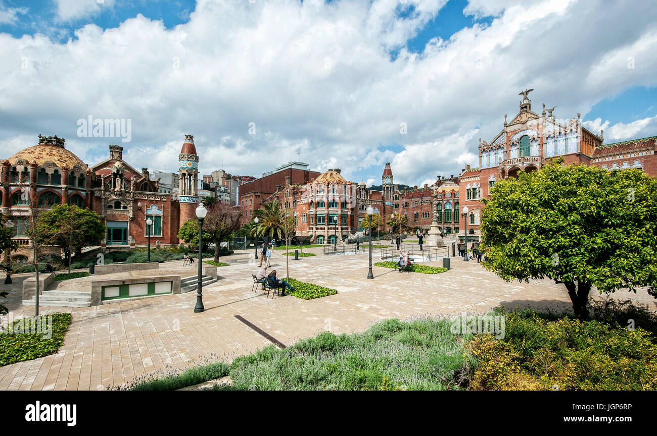 Complexe hospitalier historique l'hôpital de Sant Pau, Barcelone, ​​Spain Banque D'Images