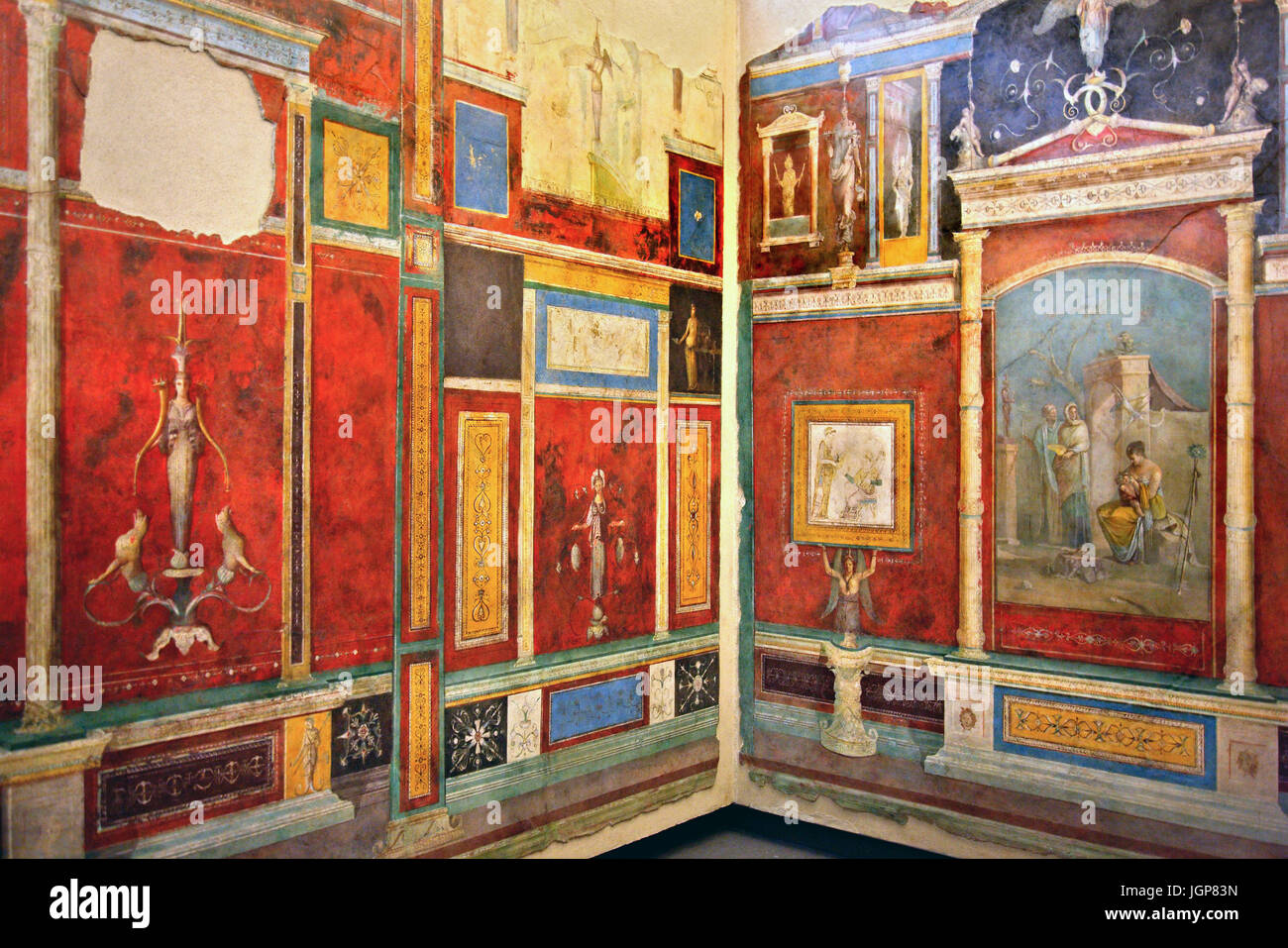 Fresques rom la Villa della Farnesina dans le Museo Nazionale Romano : Palais Massimo alle Terme, Rome, Italie Banque D'Images