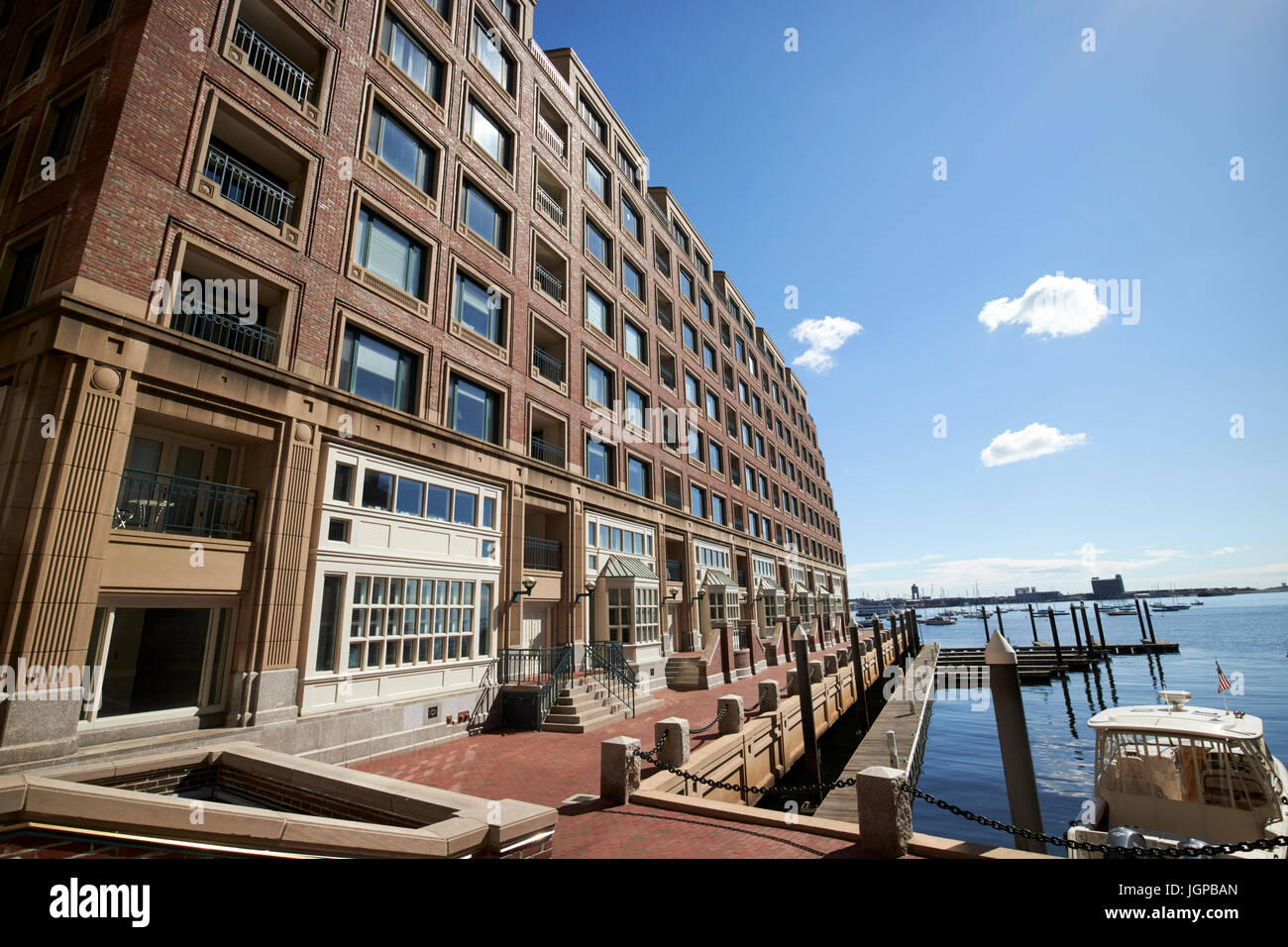 Rowes Wharf Boston Harbor waterfront Boston USA loisirs harborwalk Banque D'Images