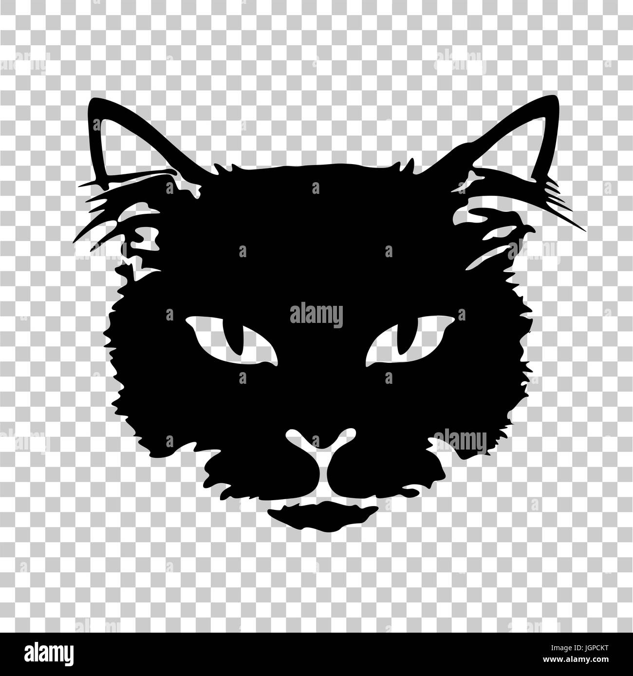 Silhouette De Chat Noir Tattoo Impression Visage Isole Sur Fond Transparent Image Vectorielle Stock Alamy