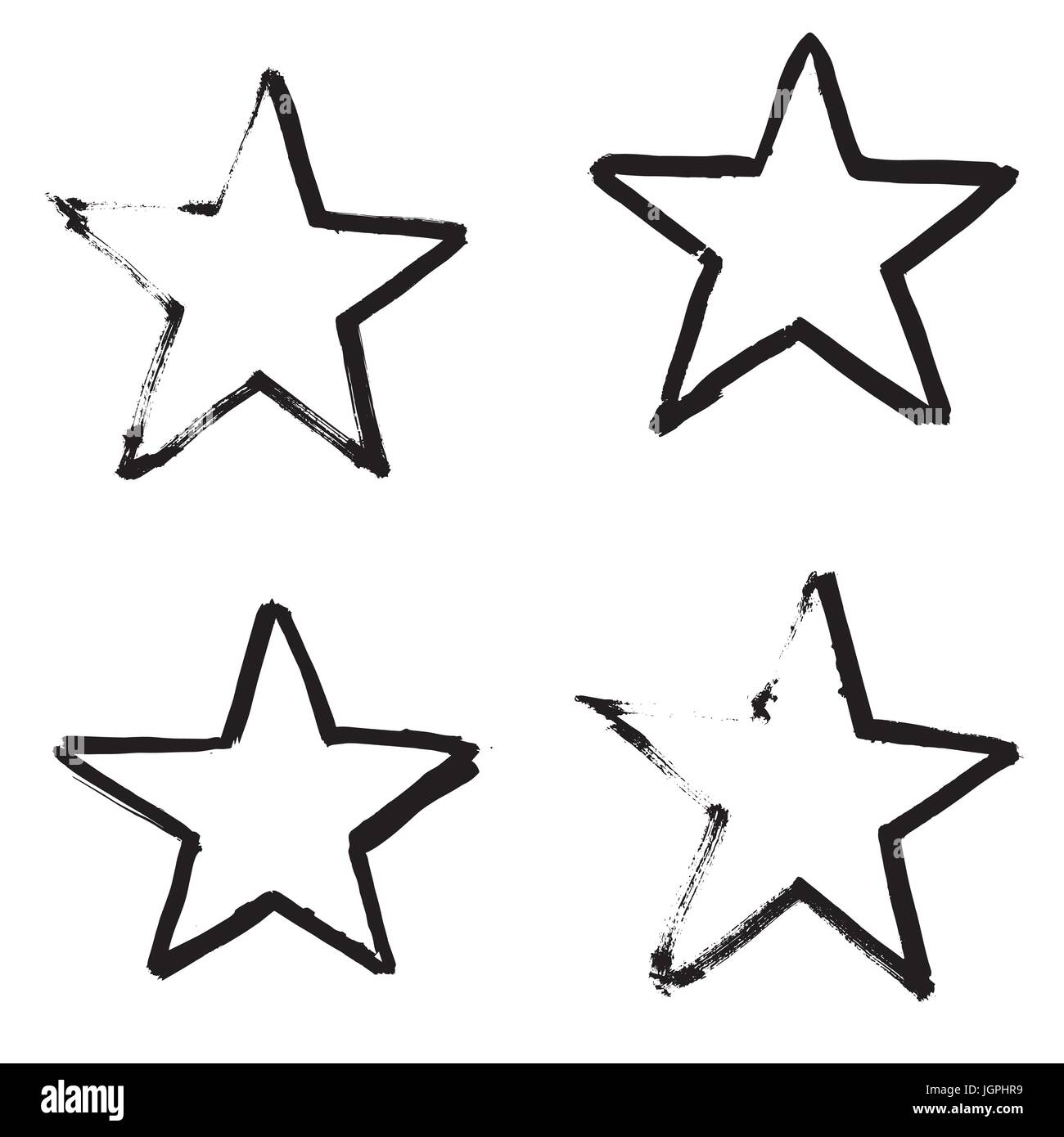 Stars Hand Drawn Set isolé sur fond blanc. Vector Illustration. Illustration de Vecteur