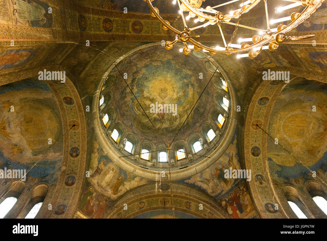 Intérieur de la cathédrale Alexandre Nevski, dans le centre de Sofia. Banque D'Images
