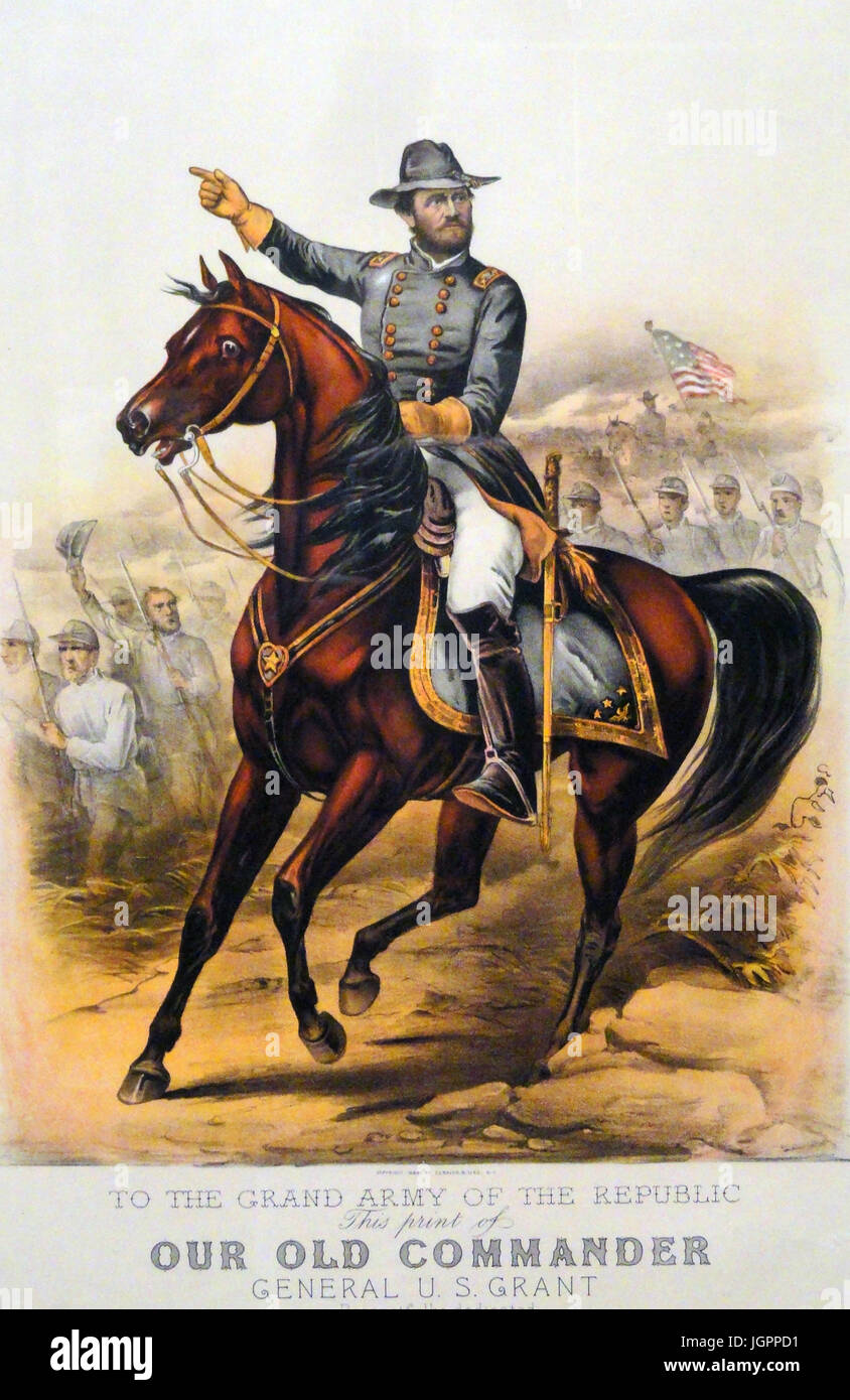 ULYSSES S. Grant (1822-1885) en tant que Commandant de l'armée américaine dans un 1885 Currier & Ives imprimer Banque D'Images