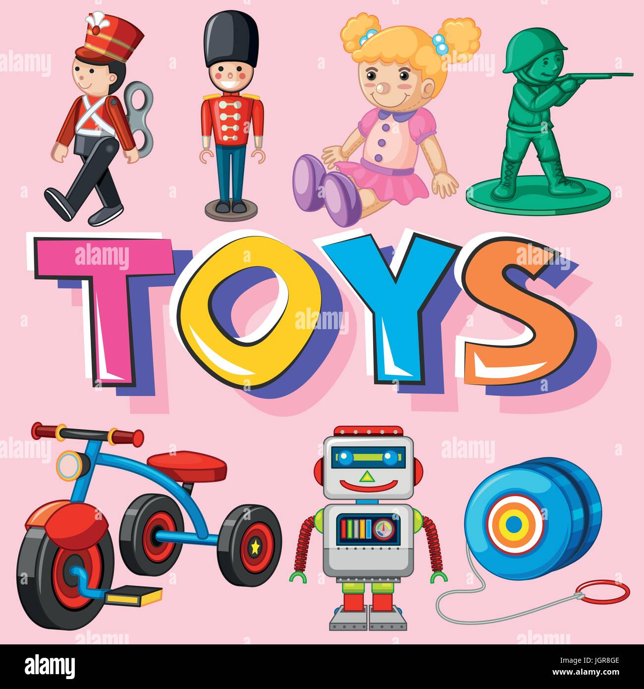 Différents types de jouets illustration Illustration de Vecteur