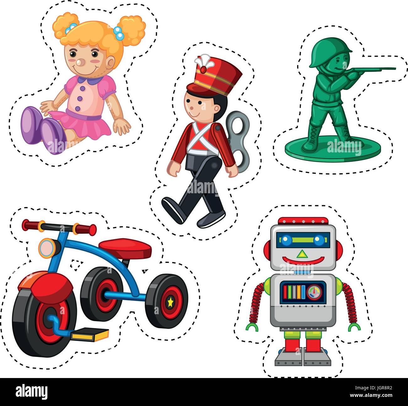 Sticker design pour différents jouets illustration Illustration de Vecteur