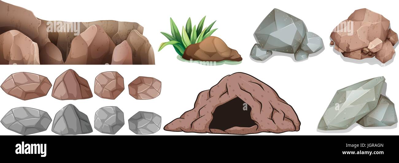 Grotte et différentes formes de roches illustration Image Vectorielle ...