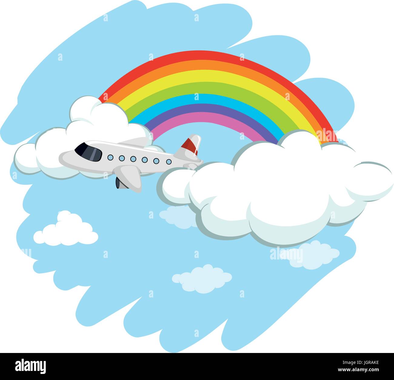 Airplane flying over the rainbow illustration Illustration de Vecteur