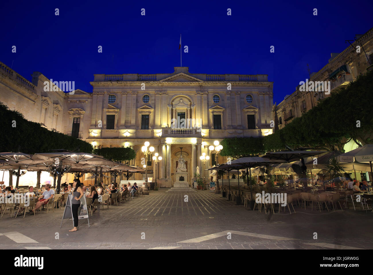 La Bibliothèque nationale, sur la place de la République, La Valette, Malte Banque D'Images