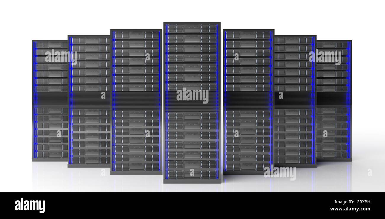 Les unités de stockage serveur ordinateur isolé sur fond blanc. 3d illustration Banque D'Images