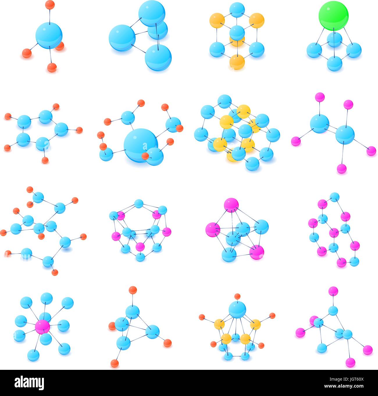 Molécule icons set, style isométrique Illustration de Vecteur