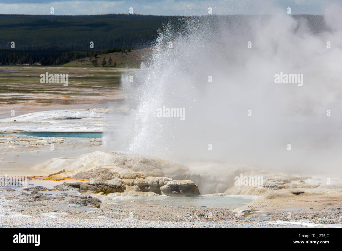 Vu de geyser spasme la fontaine Paintpot Trail dans le geyser Basin dans le Parc National de Yellowstone Banque D'Images