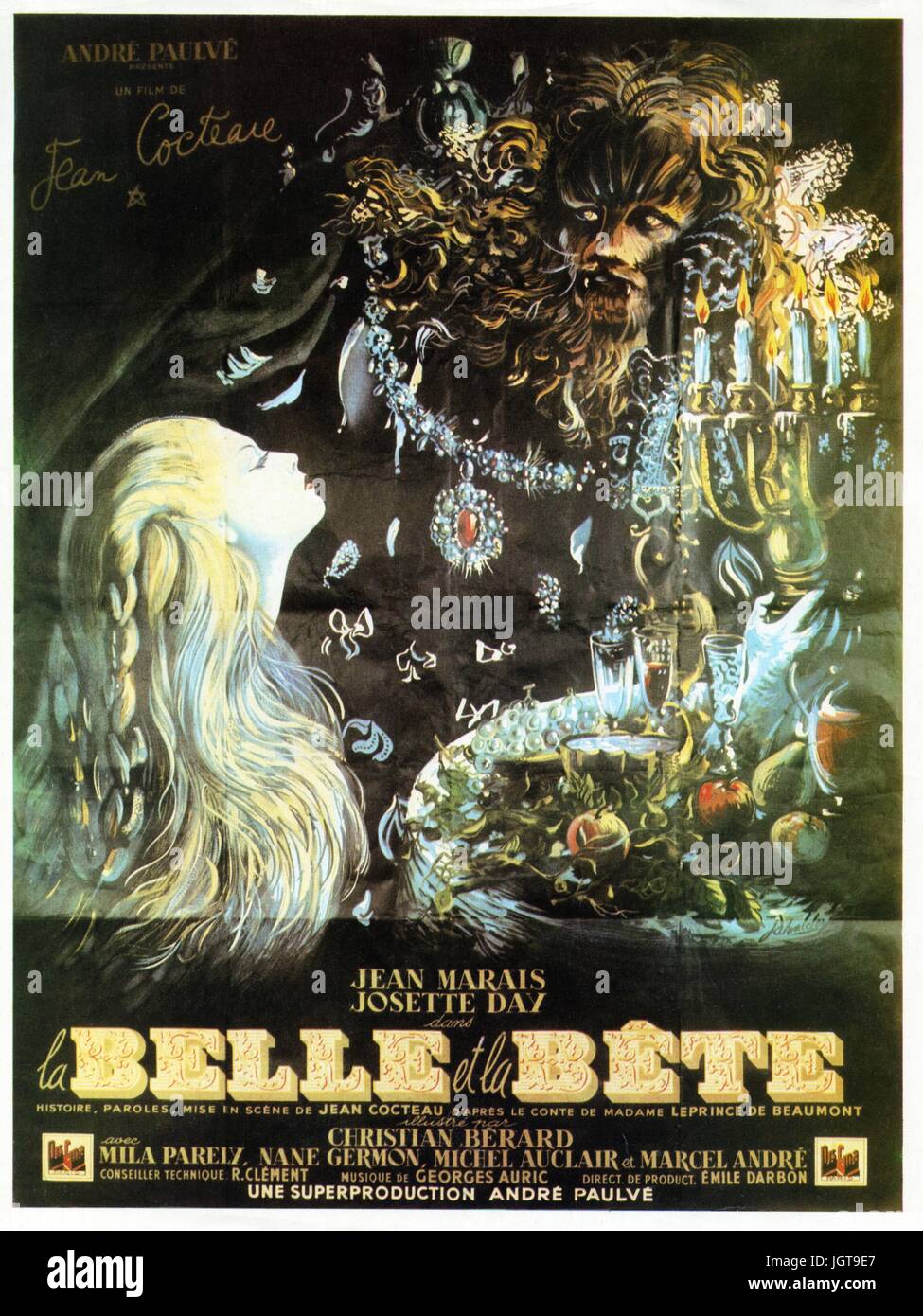 Affiche La Belle Et La Bete Cocteau Affiche Du Film Jean Cocteau Fr Banque d'image et photos - Alamy