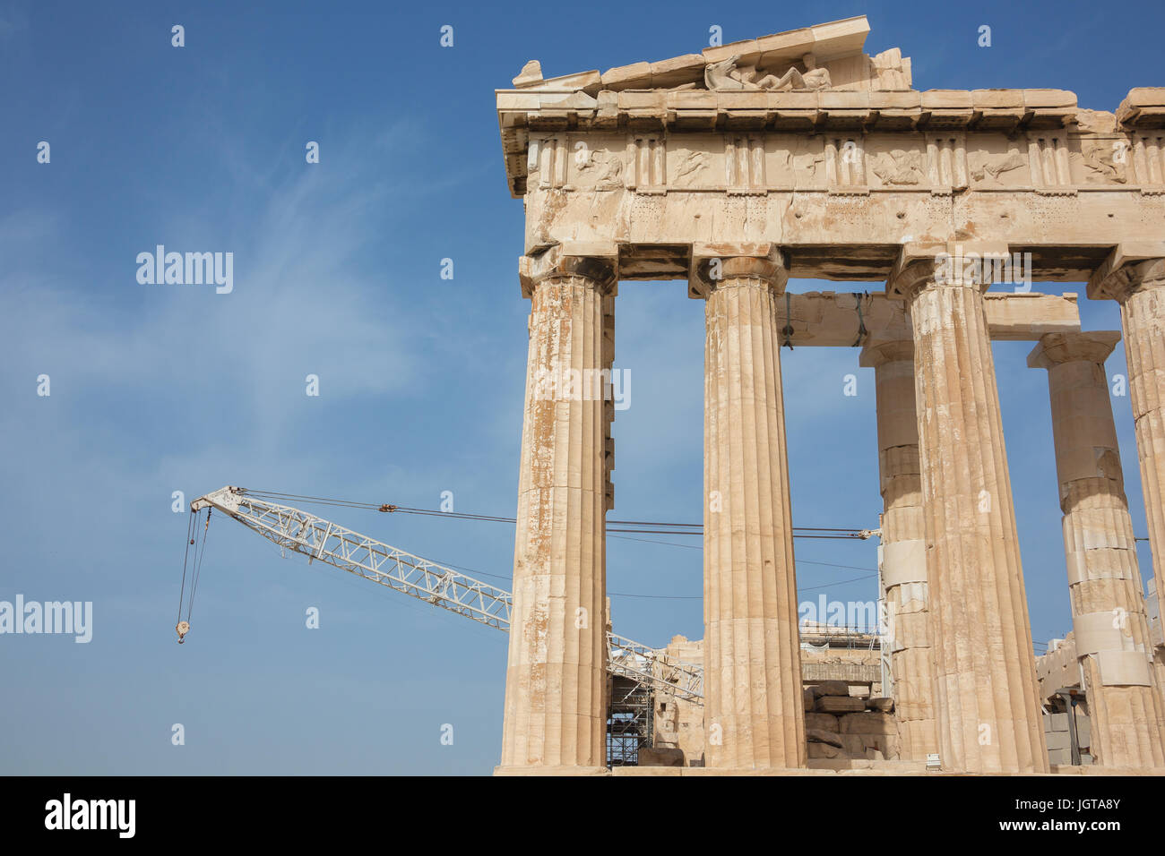 Travaux de reconstruction sur le Parthénon sur l'Acropole Banque D'Images