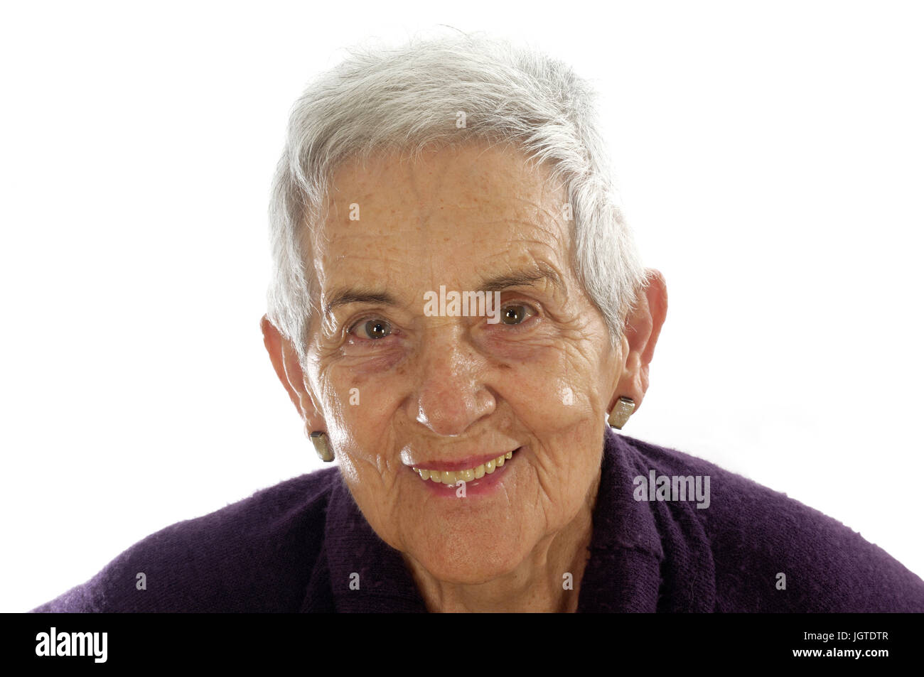 Senior woman looking at camara Banque D'Images