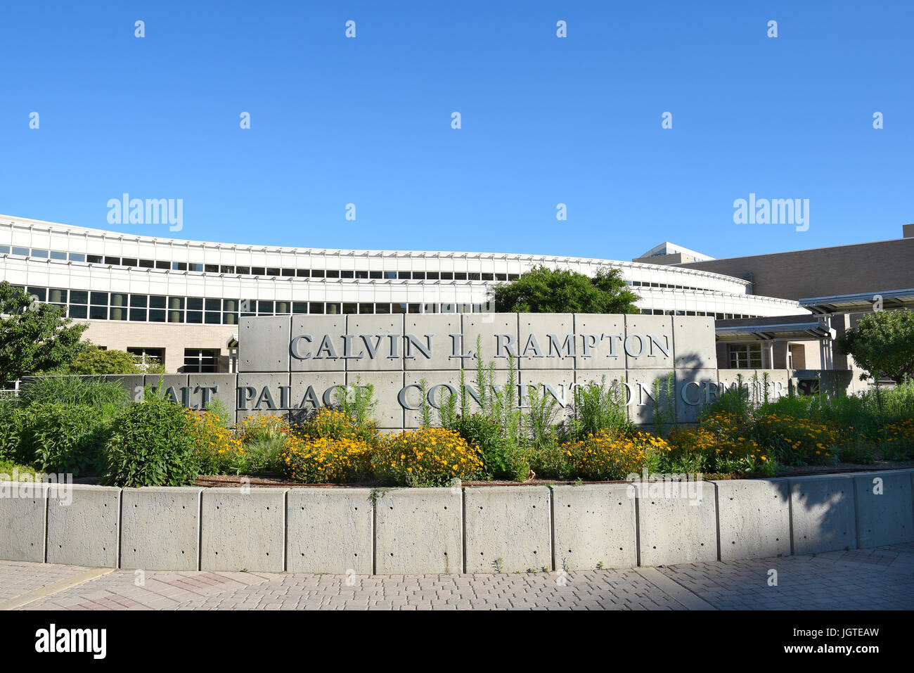 SALT LAKE CITY, Utah - le 29 juin 2017 : Le Calvin L. Rampton Salt Palace Convention Center. Nommé d'après Utahs 11e gouverneur, c'est communément appelée la Banque D'Images