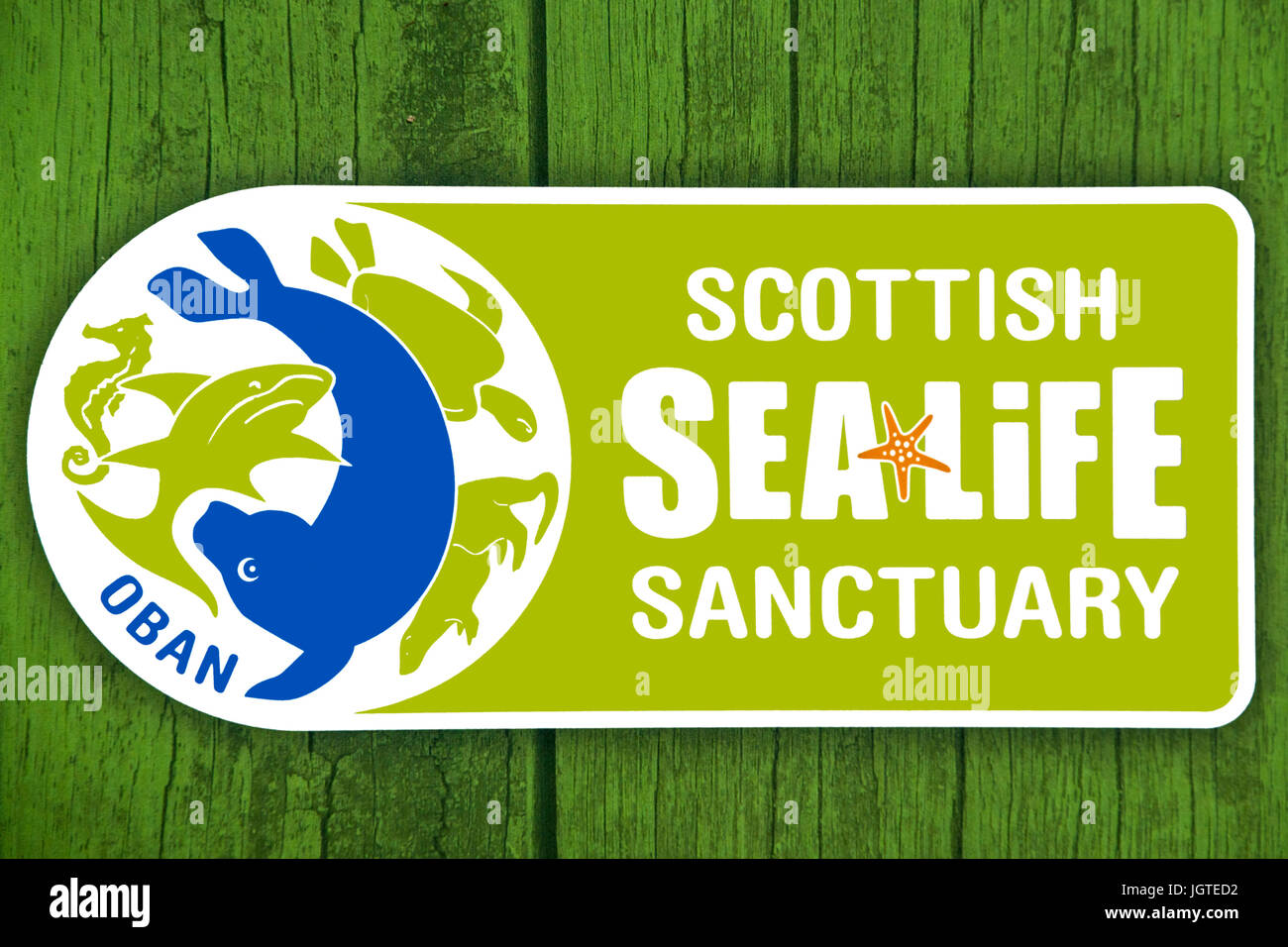 Signer avec le logo du Scottish Sea Life Sanctuary Oban, près de Argyll and Bute, Ecosse, Royaume-Uni Banque D'Images