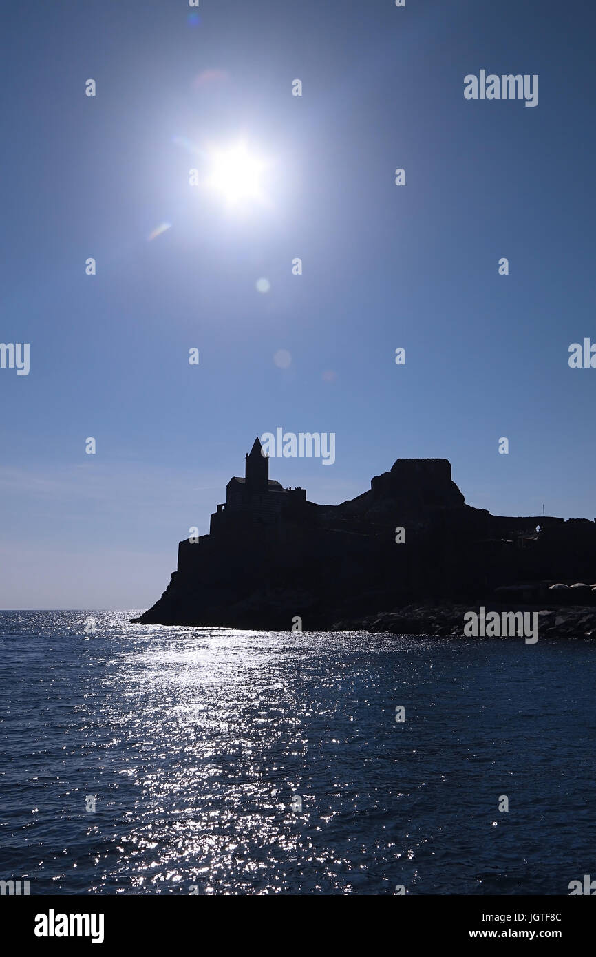 L'église San Pietro à Portovenere près de Cinque Terre en Ligurie, Italie. Banque D'Images