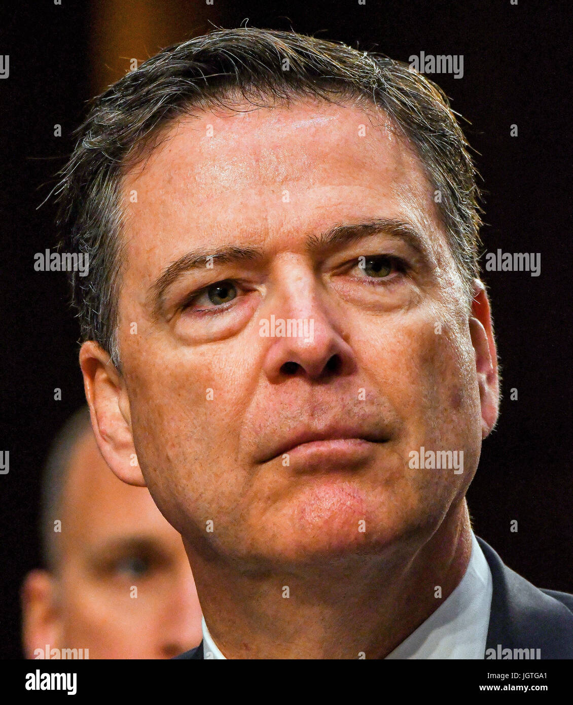 Ancien directeur du FBI James Comey témoigne devant le comité de renseignement du Sénat au cours de l'audience dans l'immeuble de bureaux du Sénat Hart Le 8 juin 2017, à Washington DC. Photo par Mark Reintein Banque D'Images