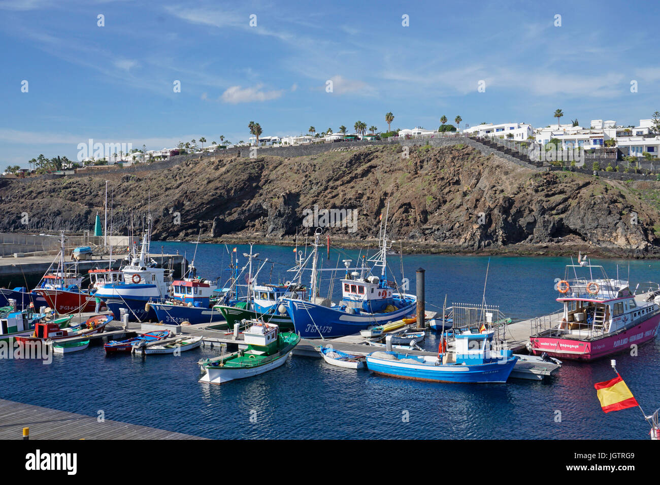 Le port de pêche de la Tinosa à Puerto del Carmen, Lanzarote, îles Canaries, Espagne, Europe Banque D'Images