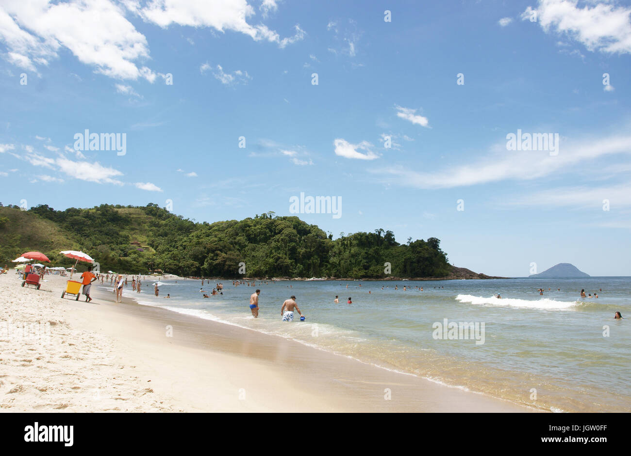 Plage, nageurs, Barra do Una, Peruíbe, São Paulo, Brésil Banque D'Images