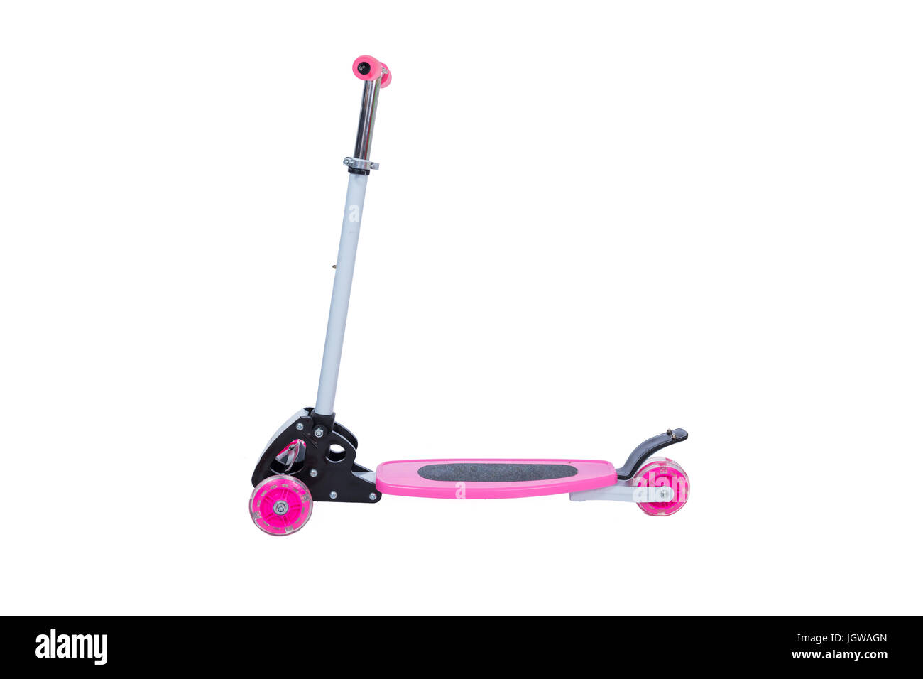 Scooter rose jouet pour les enfants isolés en fond blanc Banque D'Images