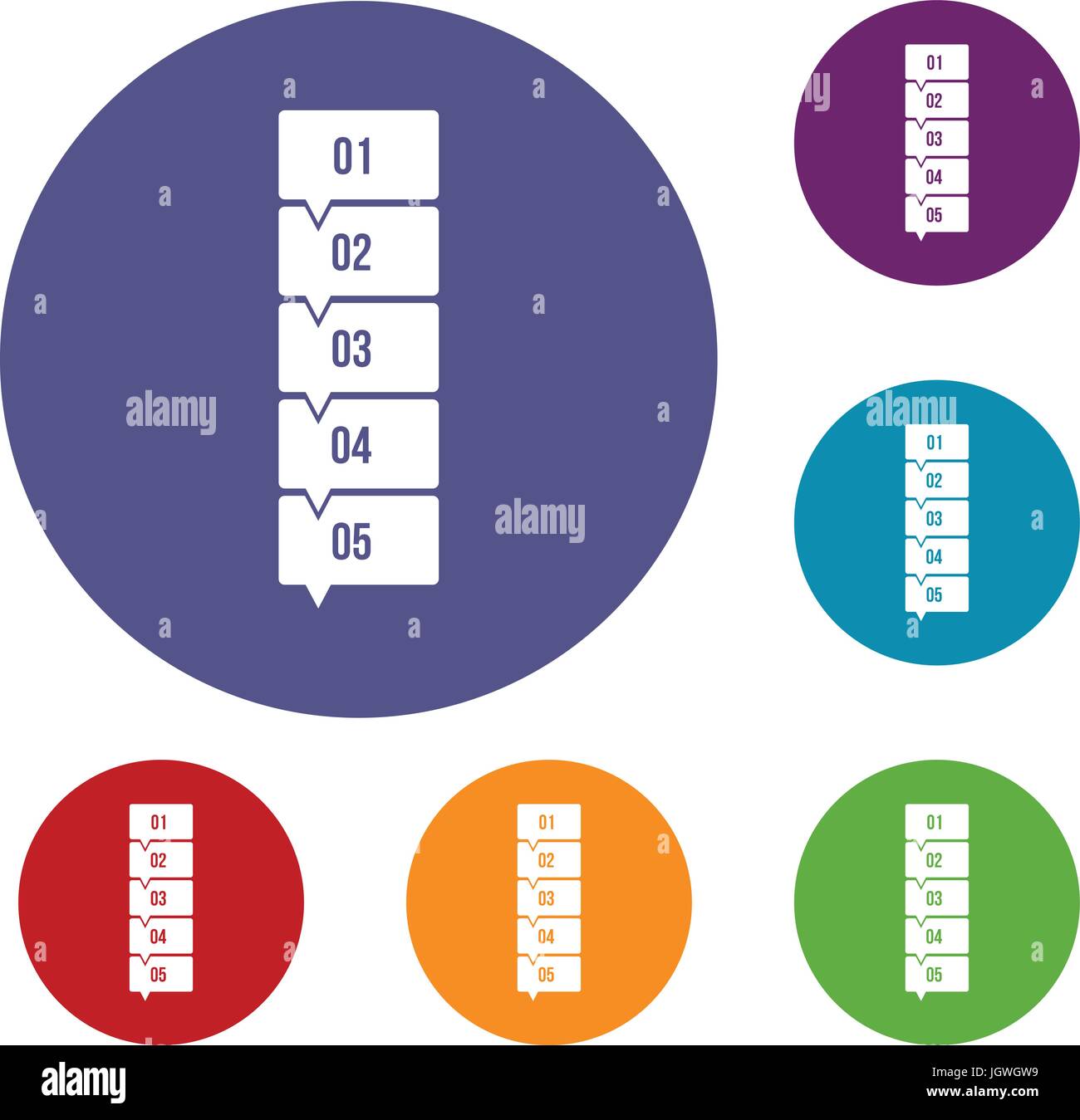 Cinq étapes infographie icons set Image Vectorielle Stock - Alamy