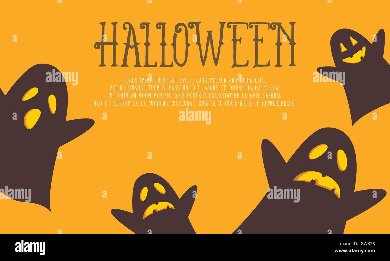 Arrière-plan avec Halloween collection ghost Illustration de Vecteur