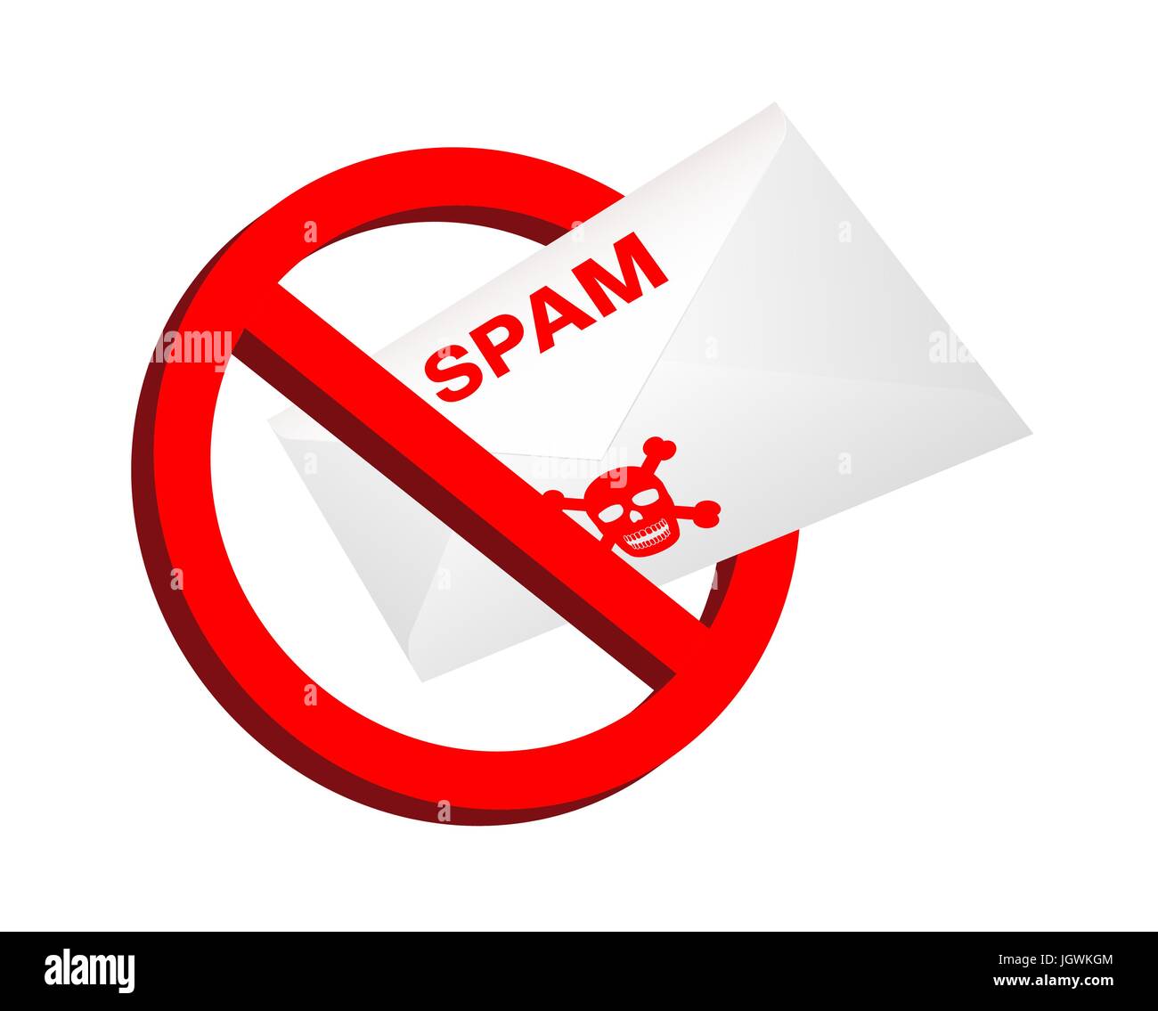 Signe d'interdiction rouge à l'intérieur de l'enveloppe e-mail spam Illustration de Vecteur