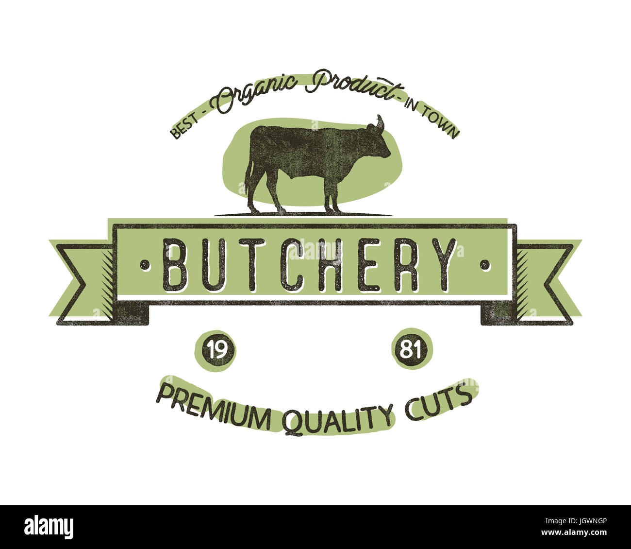 Butchery Shop vintage emblème. Boucherie store Logo template style rétro. Vintage design de logo, étiquette, t shirt, tee, badge et conception de marque. Illustration d'actions. Banque D'Images