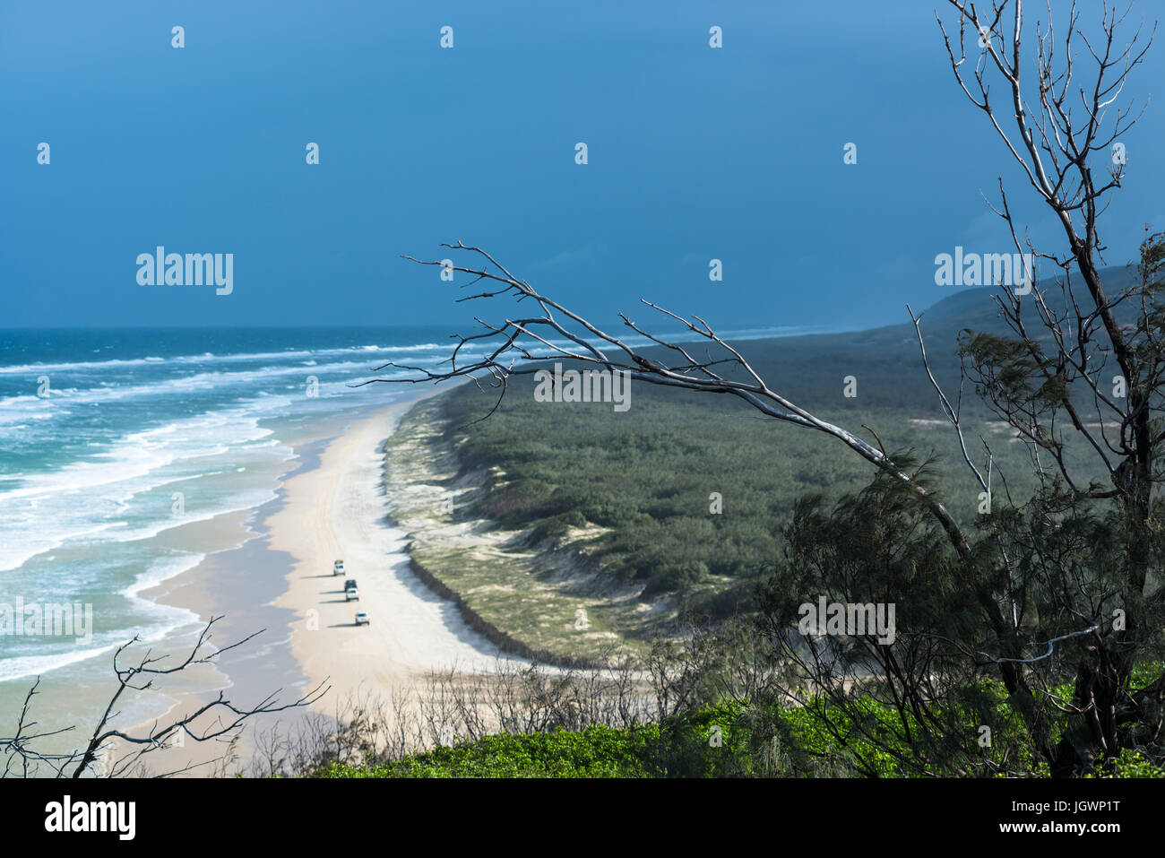 75 mile beach vu de Indian Head. Fraser Island, Queensland, Australie Banque D'Images