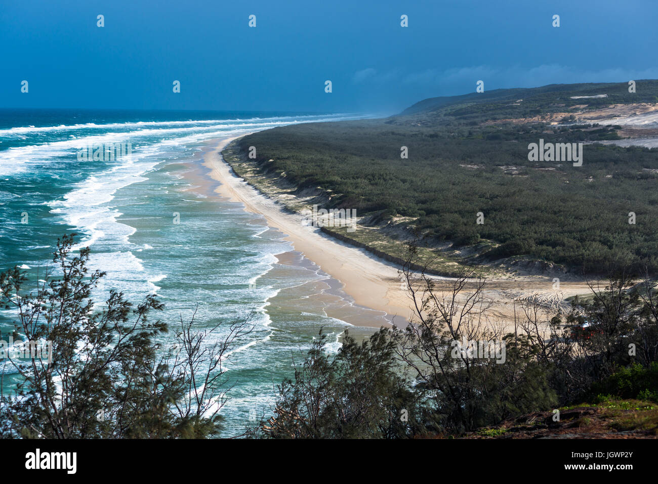 75 mile beach vu de Indian Head. Fraser Island, Queensland, Australie Banque D'Images