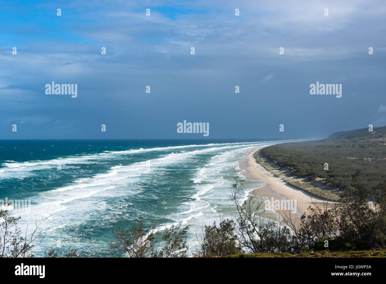 75 mile beach vu de Indian Head. Fraser Island, Queensland, Australie Banque D'Images