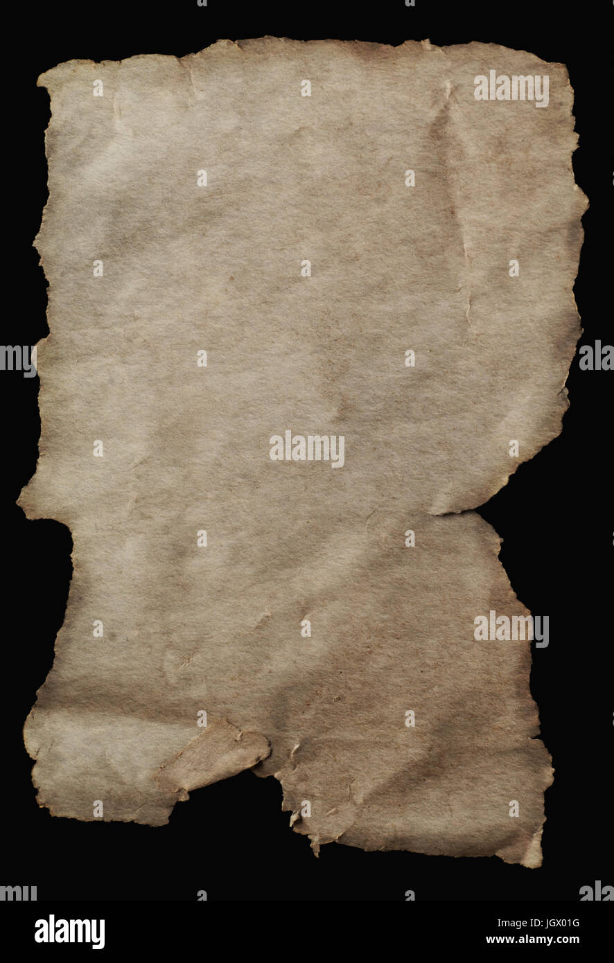 Papier blanc avec bords déchirés, les personnes âgées et pour l'ancien patiné effet parchemin. Banque D'Images